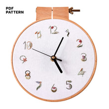 Load image into Gallery viewer, Floral Embroidery Clock - PDF Pattern