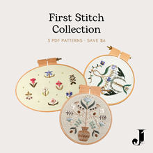 Load image into Gallery viewer, First Stitch Collection — 3 Beginner Embroidery PDF Patterns
