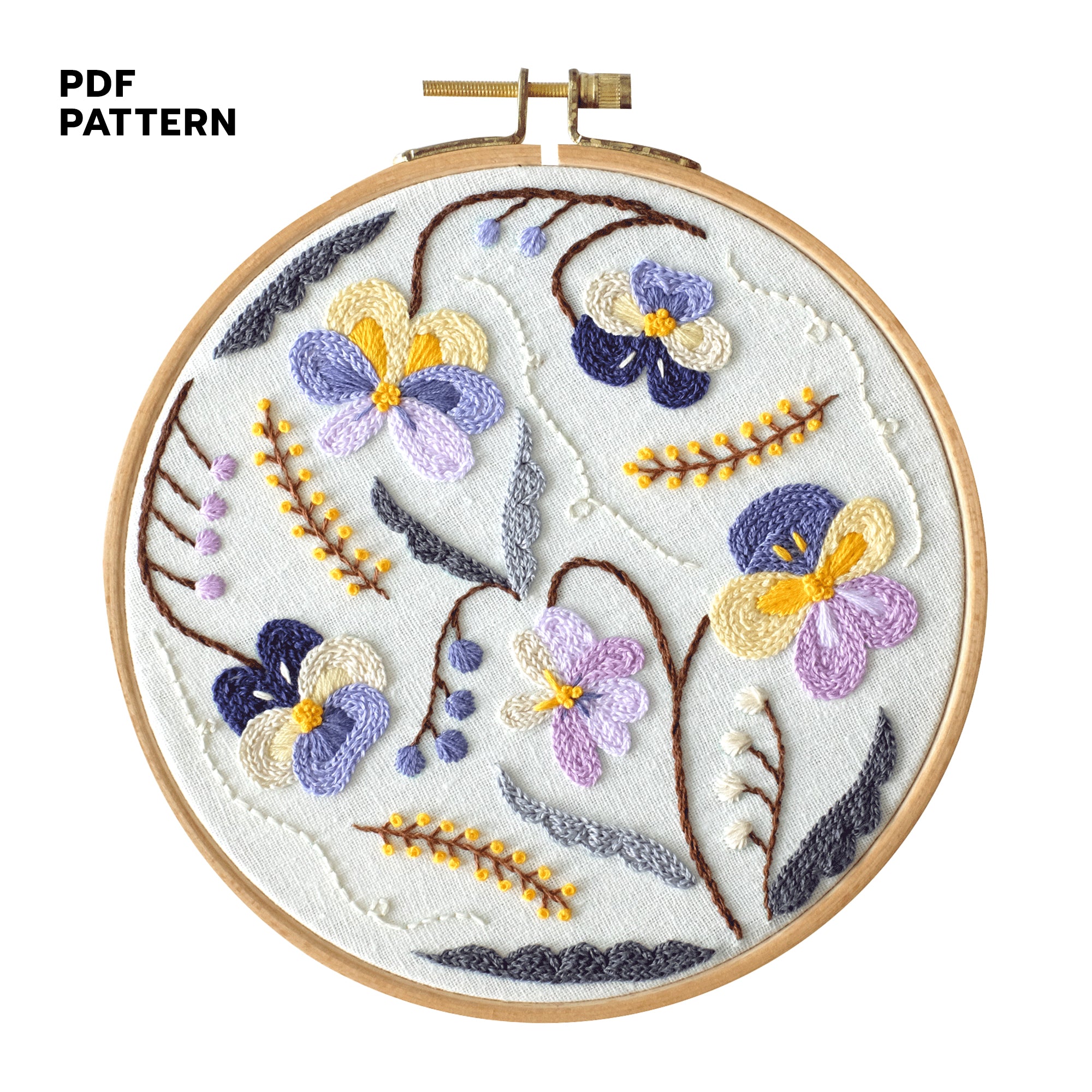 【CPGN STUDIO】25SS★ Flower Stitch Embroidery Short Sleeve Spring Flowers Cross Stitch Kit. Violets Embroidery Kit